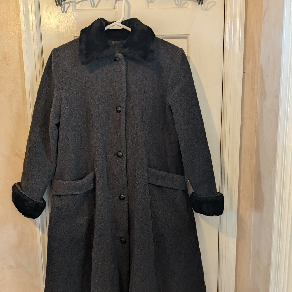 Pre-owned Erika Eriksson Dark Gray Winter Coat Size 14 Girls